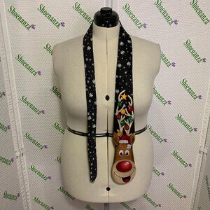 Ugly Christmas Neck Tie St. Nicholas Square Rudolph Red Nose Reindeer Mens